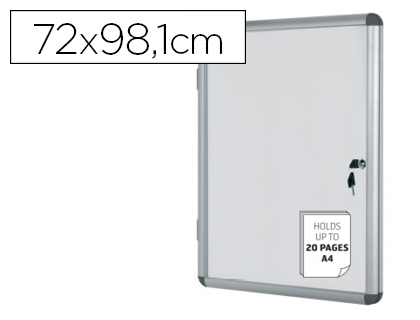 Vitrina de anuncios Bi-Office 720x981mm. magnética blanca con puerta y cerradura